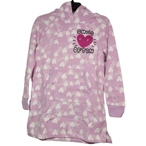 Spotted Zebra Girls Hooded Sweatshirt Dress Smile Often Stitched Purple Size XL - Picture 1 of 12